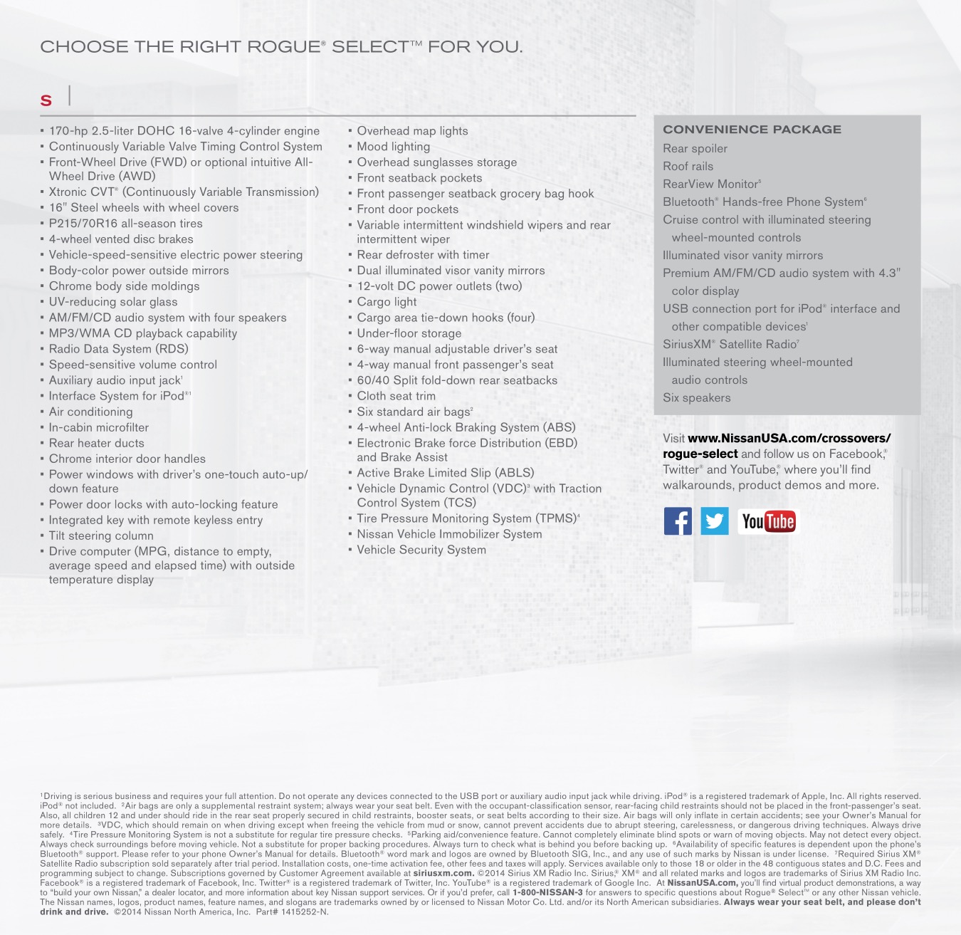 2014 Nissan Rogue Select Brochure Page 2